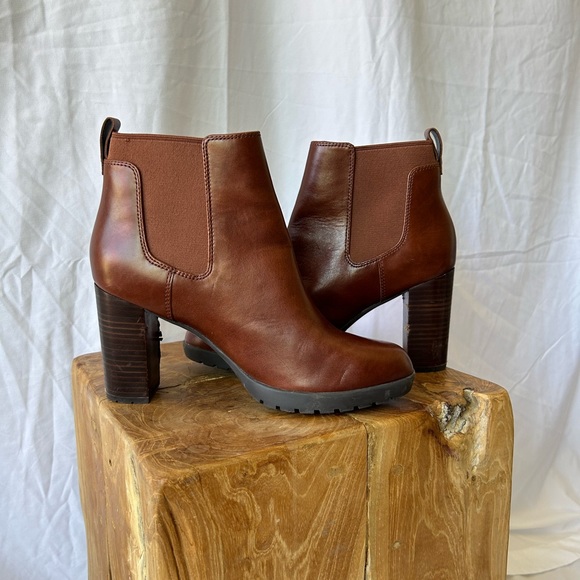 Clarks Shoes - Clarks Brown Leather Heeled Ankle Boots